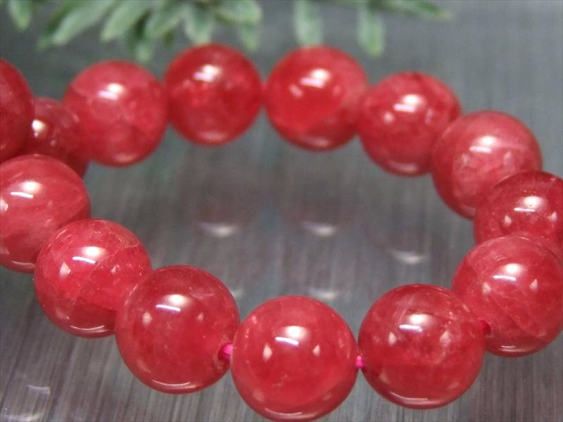 濃厚鮮やか 極上結晶 5A インペリアル ロードナイト ブレスレット 9mm-9.5mm×21珠 薔薇輝石 友愛 博愛 の象徴 愛情を深める石 一点もの ブラジル産