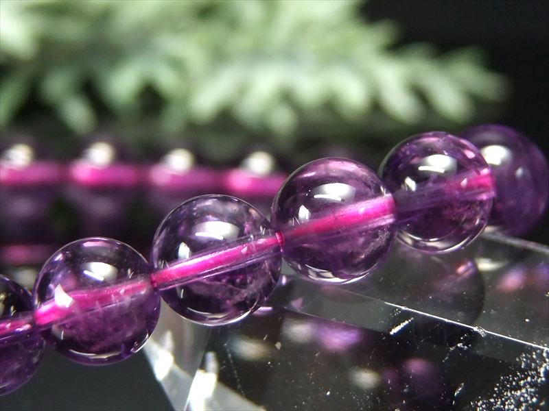 透明 3A アメジスト ブレスレット 7mm-7.5mm×24珠 愛の守護石 2月の誕生石 ブラジル産 パワーストーン 天然石