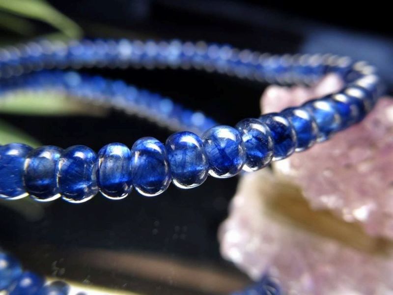4A サファイア 丸ボタン ブレスレット 幅約4mm-4.5mm 良質なサファイアを厳選 艶々丸ボタン形状 深みのある上品で高貴なブルー 透明感抜群 ミャンマー産