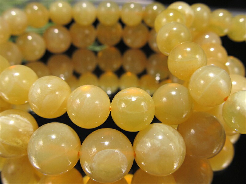 イエローカルサイト ブレスレット 7.5mm-8mm×25珠前後 可愛らしいミルキーイエロー 心を元気づけてくれる石 メキシコ産 パワーストーン 天然石