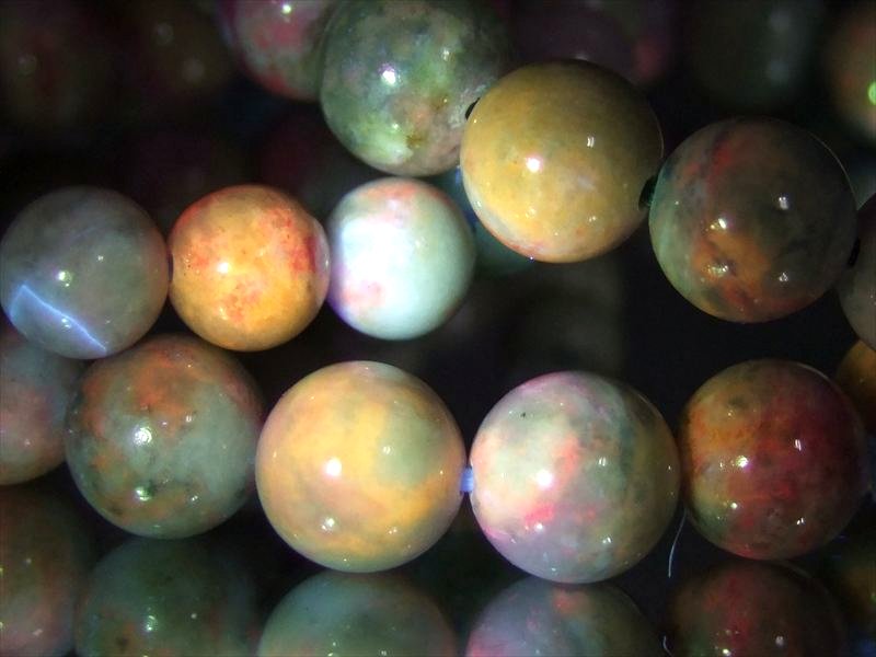 激安大特価 ハックマナイト ハックマン石 &アフガナイト アフガン石 MIXブレスレット 6mm-6.5mm×29珠前後 神秘的なオレンジイエロー蛍光発色