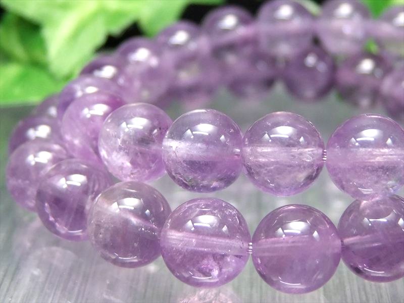 爽やかな透明感 ラベンダーアメジスト ブレスレット 9.5mm-10mm×20珠前後 優しい発色のラベンダー 精神を安定させ愛情を守る石 ブラジル産 パワーストーン