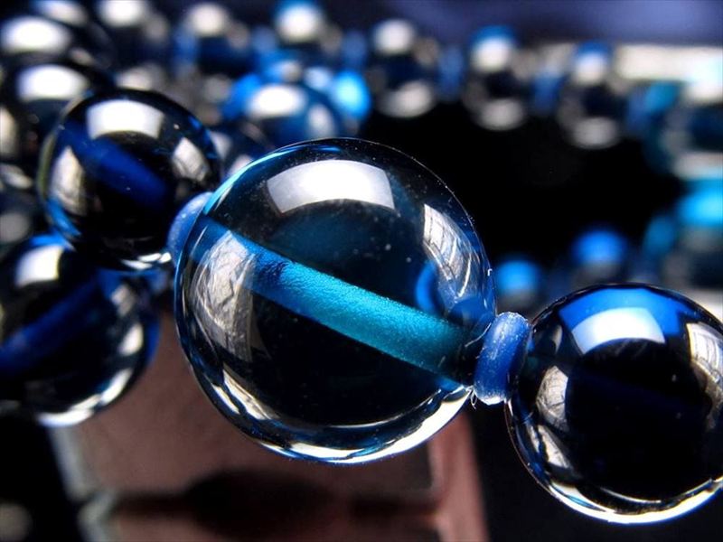 ぷっくり不定形丸タンブルタイプ 5A サファイアブルーアンバー 不定形丸タンブル デザインブレスレット 幅約6mm-8mm前後&10mm-11mm前後×22珠前後