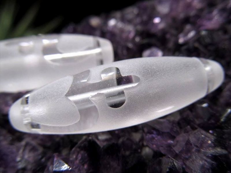 水晶天珠 宝瓶天珠 ほうびんてんじゅ 最大長さ約33-38mm 1個売り 金運招来・富貴蓄財・子孫繁栄・円満功徳 クリスタル製 パワーストーン 天然石