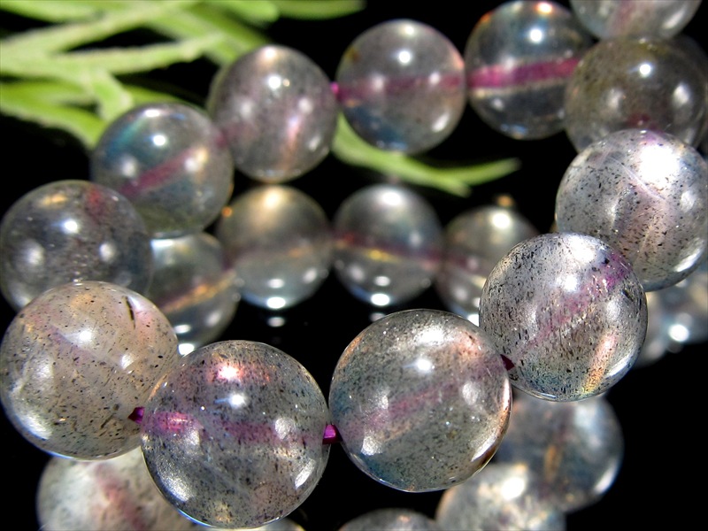 超希少 パープル&ピンクシラー 5A ラブラドライト ブレスレット 8mm-8.5mm×23珠 スペクトロライト 透明感あり 神秘的な色合い 自由を象徴する石 一点もの