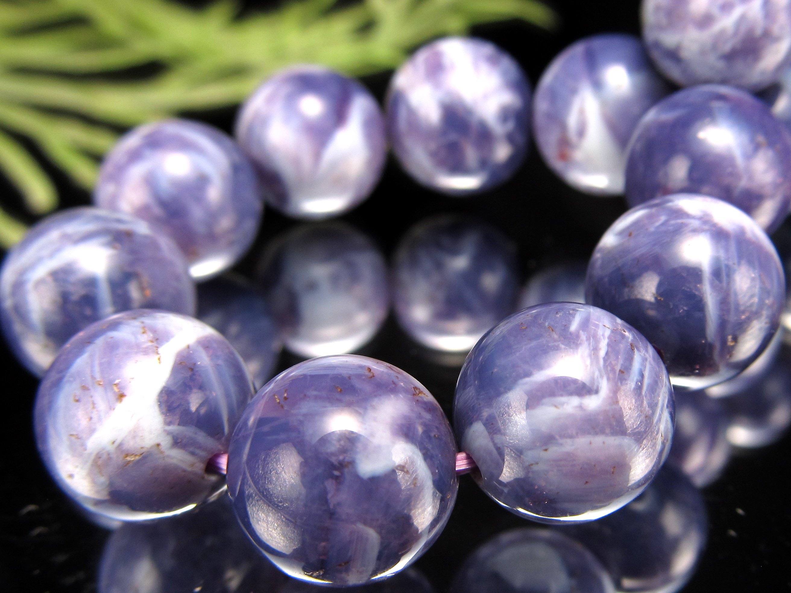 ラベンダーカラー マーブルスコロライト ブレスレット 10.5mm-11mm×19珠 幻想的な色彩 スコロライト アメジスト 癒しの石 ブラジル産 パワーストーン 天然石