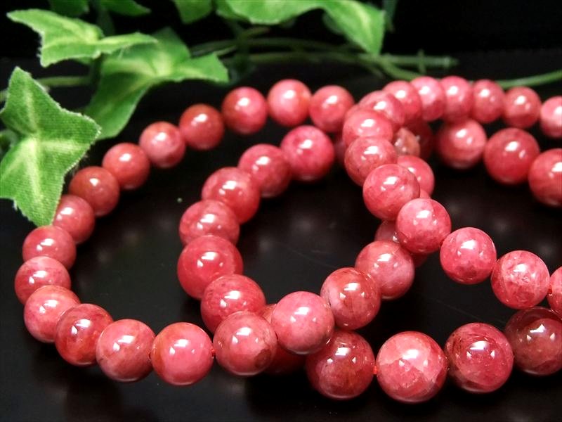 ロードナイト 薔薇輝石 ブレスレット 7mm-7.5mm×26珠前後 鮮やかピンクカラー 友愛を象徴する石 アメリカ サウスダコタ産 パワーストーン 天然石
