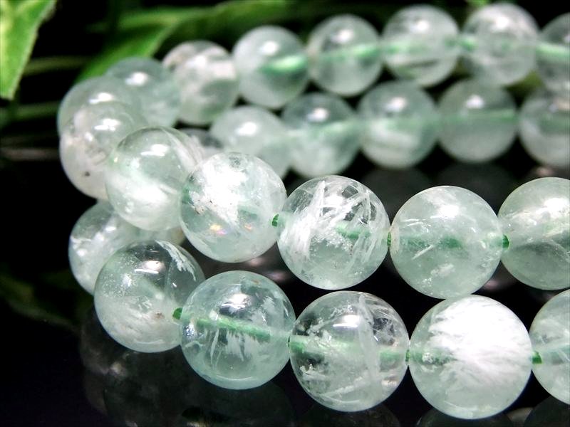 グリーンフェザーフローライト 蛍石 ブレスレット 約10mm-10.5mm×19珠前後 精神の安定や癒し 成長や変化をサポートする アメリカ産 パワーストーン 天然石