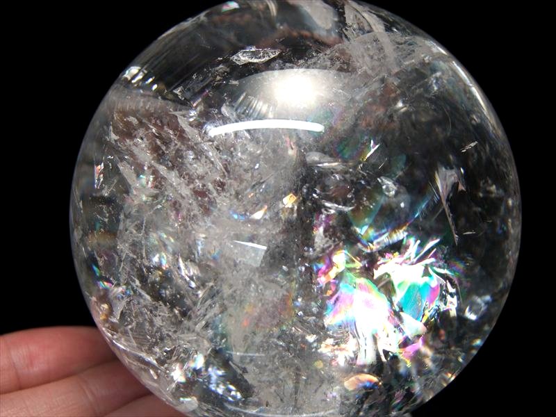 バイヤー厳選 5A 天然 虹入り 水晶 丸玉 台座付き 重さ1041g φ91mm レインボー水晶 すべての浄化と純粋さの象徴 極上天然石 一点もの ブラジル産