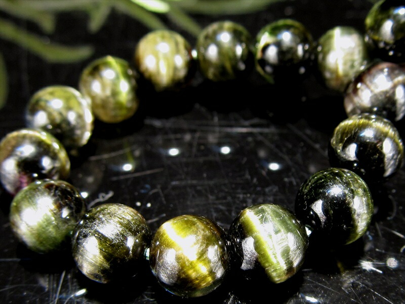 全珠キャッツアイ 4A+ グリーンキャッツアイ トルマリン ブレスレット 6mm-6.5mm×29珠 希少 激レア 透明キャッツアイヴェルデライト 電気石 ブラジル産