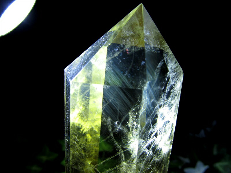 ラダー入り 大きめサイズ 雷神ファントム シトリン 六角柱 ポイント 専用木製台座付 高さ181mm 重さ500g 超透明 一点もの 黄水晶 ブラジル産 パワーストーン