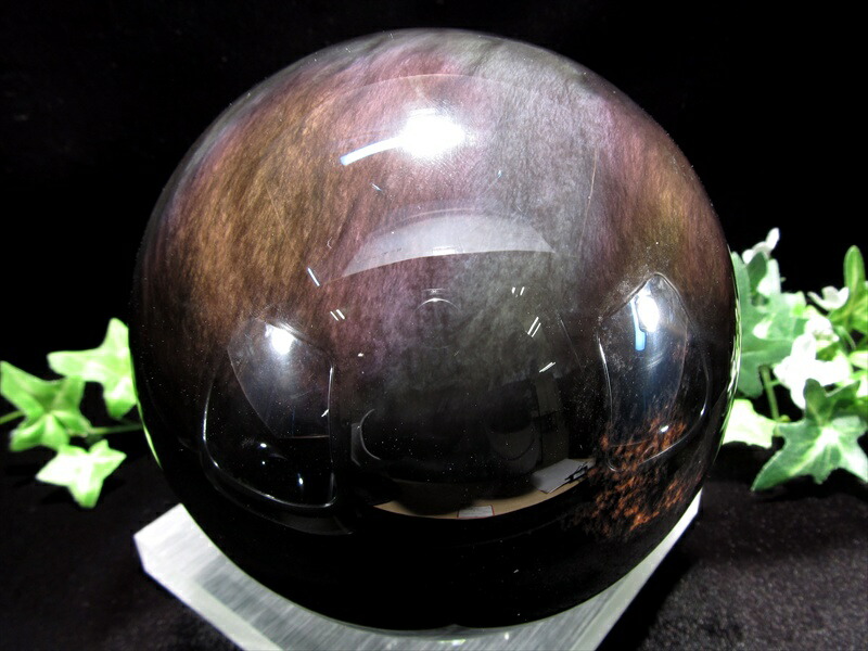 店頭展示中 過去最高品質 これぞレインボー 5A レインボー オブシディアン 丸玉 台座付き 直径125mm 重さ2426g 大人気丸玉 レインボーシラー