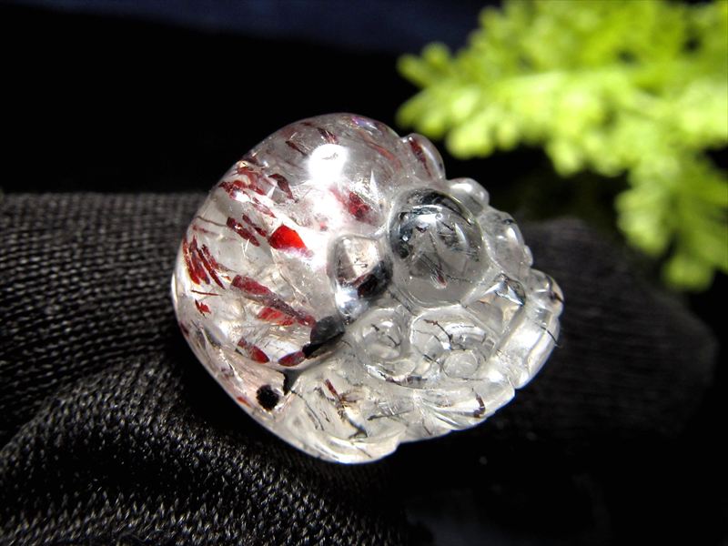 虹入り 財運を高める瑞獣 スーパーセブン 貔貅 ヒキュウ タンブル ビーズ 長さ約14mm×幅12mm 約3.4g キュートな貔貅