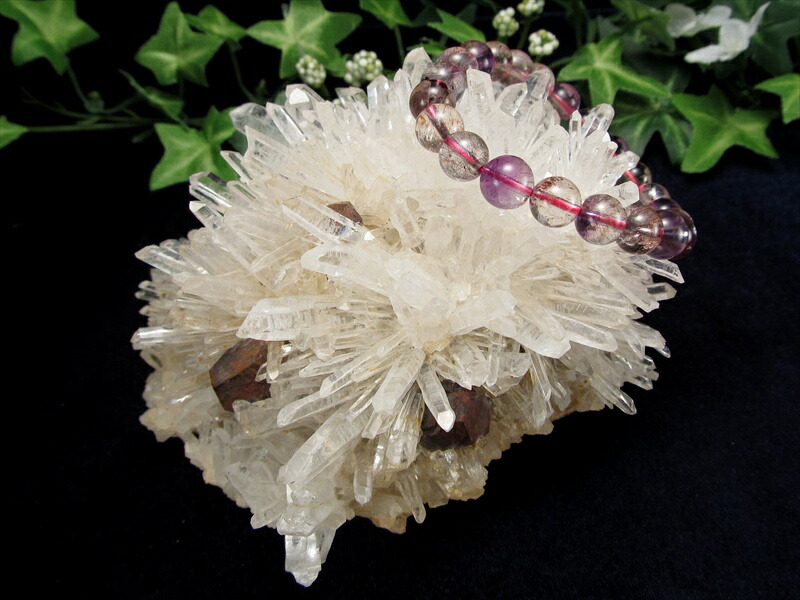 店頭展示中 神秘の結晶群 ミャンマー産 アイアン共生 水晶クラスター 最大幅約122mm 重さ684g ニードル&フワラー結晶 一点物 ミャンマー産 パワーストーン