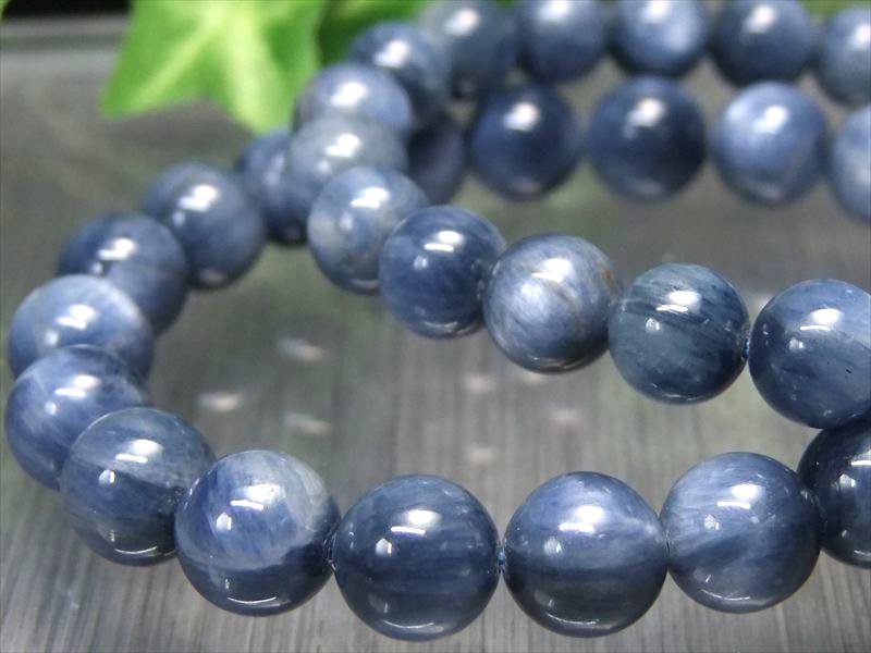 3A カイヤナイト ブレスレット 9mm-9.5mm×21珠前後 独特の美しい濃色ブルー 艶感抜群 シラー入り インスピレーションを高める石 ブラジル産 パワーストーン
