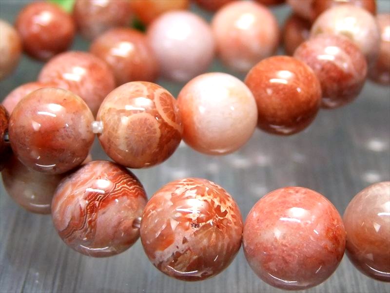 コーラル 珊瑚 ブレスレット 約9.5mm-10mm×20珠前後 生命力 健康 長寿の象徴 海のエネルギー ストレスや不安を和らげ 精神を安定させる インドネシア産