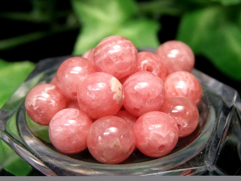 縞模様少な目 AA 1粒売り インカローズ バラ珠売り 約6.5mm-7mm珠 透明感有り 情熱の石 バラ色の人生の象徴 ロードクロサイト ペルー産 tu- パワーストーン