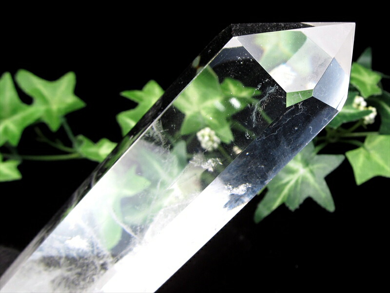 透明水晶 ポイント 専用木製台座付 高さ194mm 重さ367g 極上超透明 浄化 インテリア 一点もの ブラジル産 パワーストーン 天然石