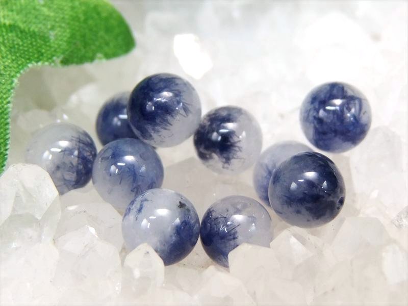 限定60粒 1粒売り 4A デュモルチェライト イン クォーツ 6mm-6.5mm ロイヤルブルーガーデン クォーツ ブラジル バイーア州産 パワーストーン 天然石