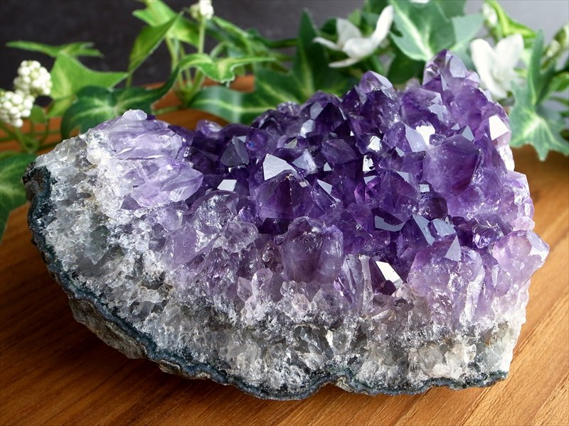 3A アメジスト クラスター フラットタイプ 幅102mm 重さ428g 美結晶 愛の守護石 浄化やインテリアに 紫水晶 天然石 1点物 ウルグアイ産 パワーストーン 天然石