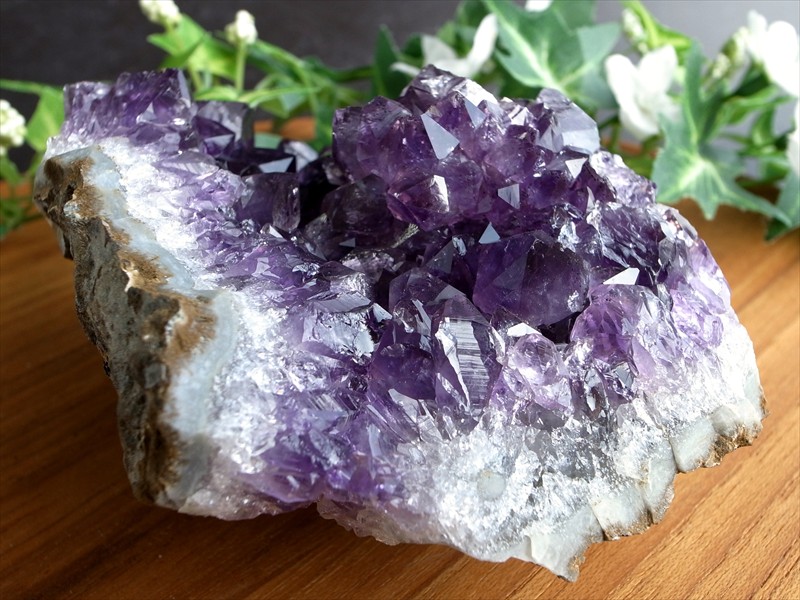 4A アメジスト クラスター フラットタイプ 幅114mm 重さ472g 美結晶 愛の守護石 浄化やインテリアに 紫水晶 天然石 1点物 ブラジル産 パワーストーン 天然石