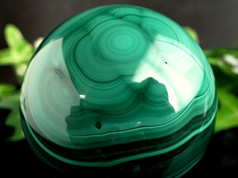 マラカイト丸玉 台座付 直径 約48mm 重さ 247g 美麗繊細模様 濃厚グリーン 魔除け 肉体と精神を癒す石 一点物 コンゴ産 パワーストーン 天然石