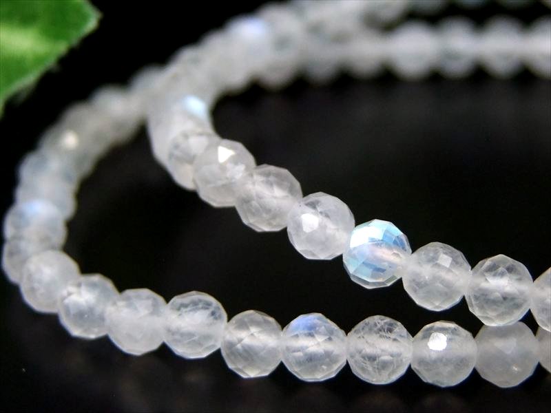 ブルームーンストーン 月長石 ボールカット ブレスレット 石サイズ4mm-4.5mm キラキラ繊細カット 愛と予言と透視の石 永遠の愛の象徴 インド産