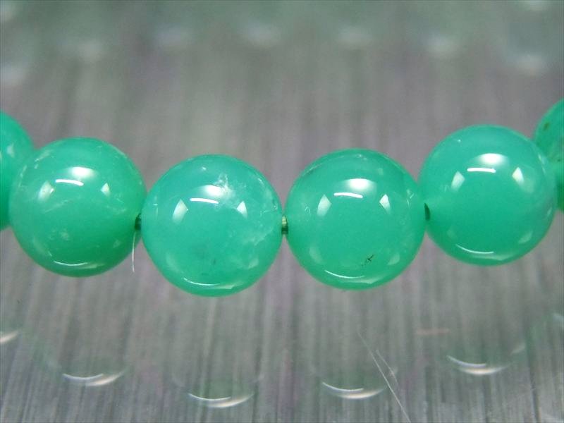 ぷるんと透明感 3A+ クリソプレーズ ブレスレット 7.5mm-8mm×25珠 隠れた才能を引き出す石 艶やかアップルグリーンの希少石 1点もの オーストラリア産