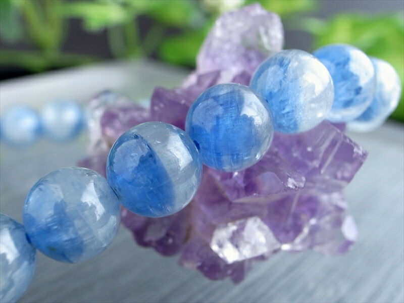 3A 美麗シラー カイヤナイト シリカ ブレスレット 7mm-7.5mm×26珠 藍晶石 鮮やか 美麗ブルー 独立心や探究心を強める石 一点もの ブラジル産 パワーストーン