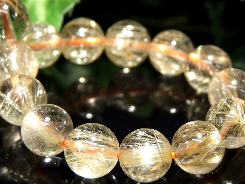 店頭展示中 女神の黄金髪 5A ヴィーナスヘアゴールドルチルクォーツ ブレスレット 8.5mm-9mm×22珠 ギラギラゴールド 金運の代表石 一点もの ブラジル産 bl-p