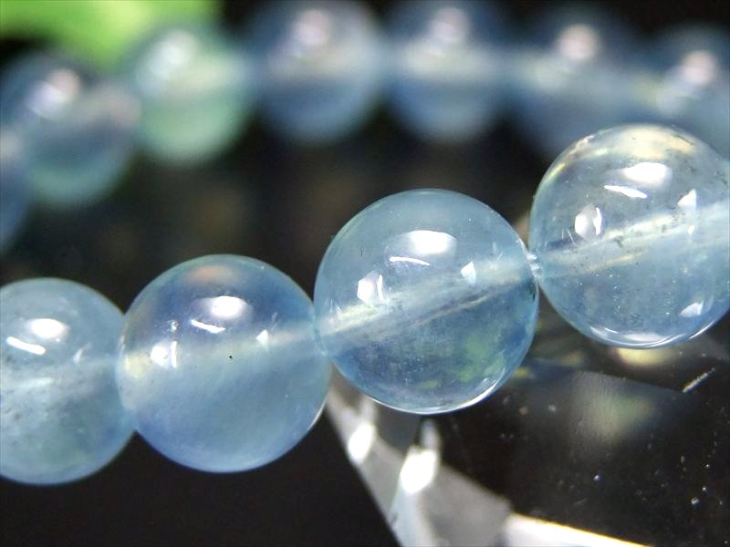 4A 潤いある透明感 アクアマリン ブレスレット 9mm-9.5mm×21珠 3月誕生石 海の守護石 美しい若さと幸せな喜びの象徴 月の女神『ディアナ』の石