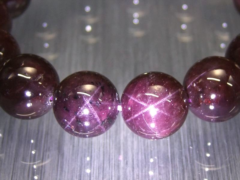 激レア・大珠 六条スター スターガーネット ブレスレット 14.5mm-15mm×15珠 艶やかな質感 1月の誕生石 権力・勝利・優雅さの象徴 インド産 パワーストーン