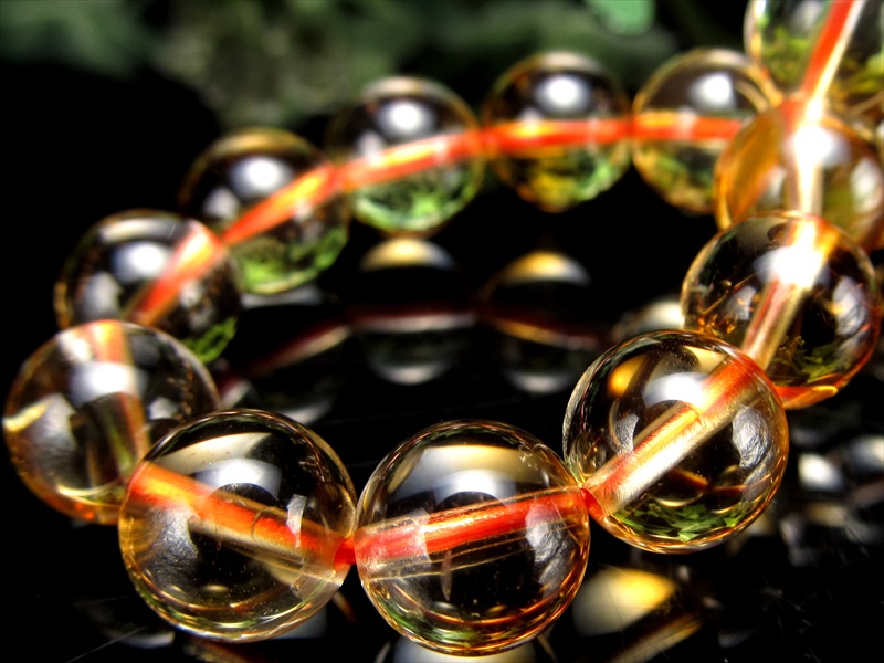 5A 透明濃いタイプ シトリン ブレスレット 9mm-9.5mm×21珠 黄水晶 幸運の石 ブラジル産 パワーストーン 天然石