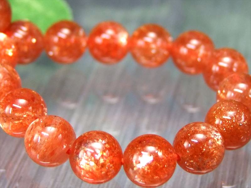 明るめオレンジ 5A サンストーン ブレスレット 7.5mm×25珠 最高級たっぷりインクルージョン 極上アベンチュレッセンス 太陽神の象徴 タンザニア産 bl-p-g