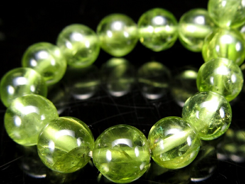 4A ペリドット かんらん石 ブレスレット 6.5mm-7mm×27珠 澄み切ったオリーブグリーン 女神ペレの涙 夫婦円満の石 8月誕生石 ミャンマー産 bl-p