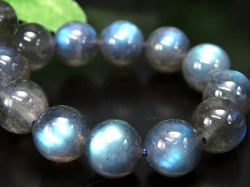 美麗シラー 4A ブルーシラー ラブラドライト ブレスレット 9.5mm-10mm×20珠 スペクトロライト 濃いブルーシラー 信念を貫く力 一点もの マダガスカル産 sai