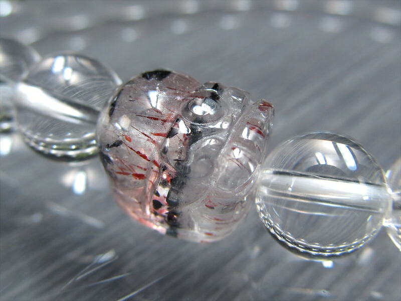 店頭展示中 スーパーセブン 貔貅 ヒキュウ 入り 水晶ブレスレット ヒキュウサイズ幅約11mm×1個 水晶約8mm×23珠 キュートな貔貅 財運を高める瑞獣