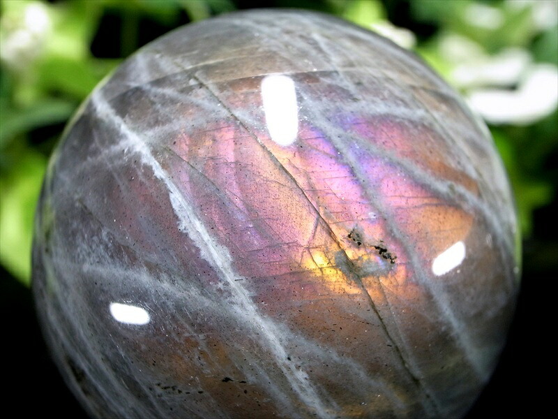 3A+ パープルシラー ラブラドライト 丸玉 直径 45.8mm 重さ 133g 月と太陽を象徴する石 一点もの マダガスカル産 パワーストーン 天然石