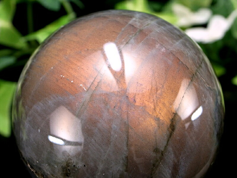 3A+ ピンクオレンジシラー ラブラドライト 丸玉 直径 48.4mm 重さ 160g 月と太陽を象徴する石 一点もの マダガスカル産 パワーストーン 天然石