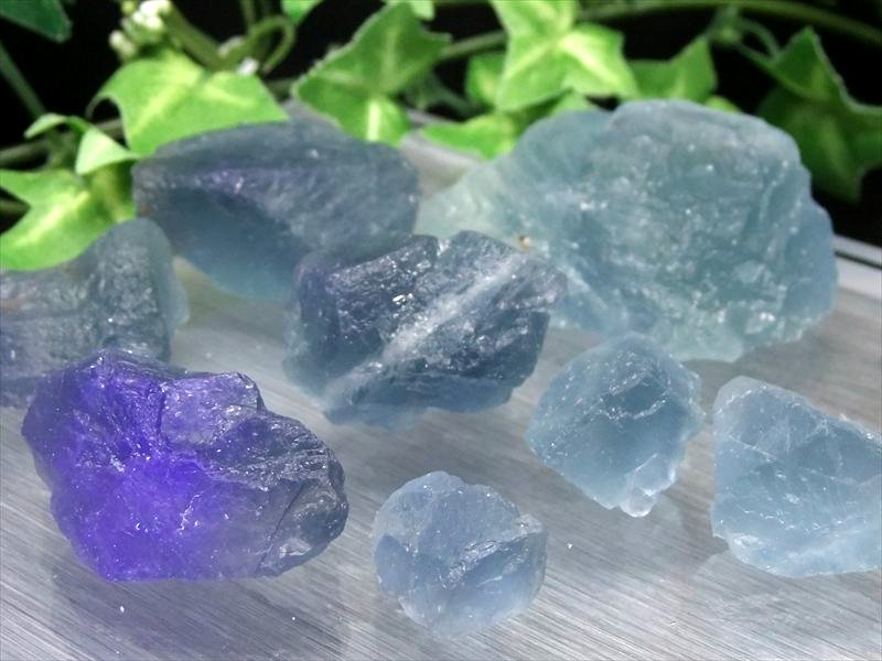 強めの蛍光 マリンブルー 蛍光フローライト原石 詰め合わせ 約100g入り 粒約8mm-30mm 天才の石 思考力を高める アメリカ産 パワーストーン 天然石