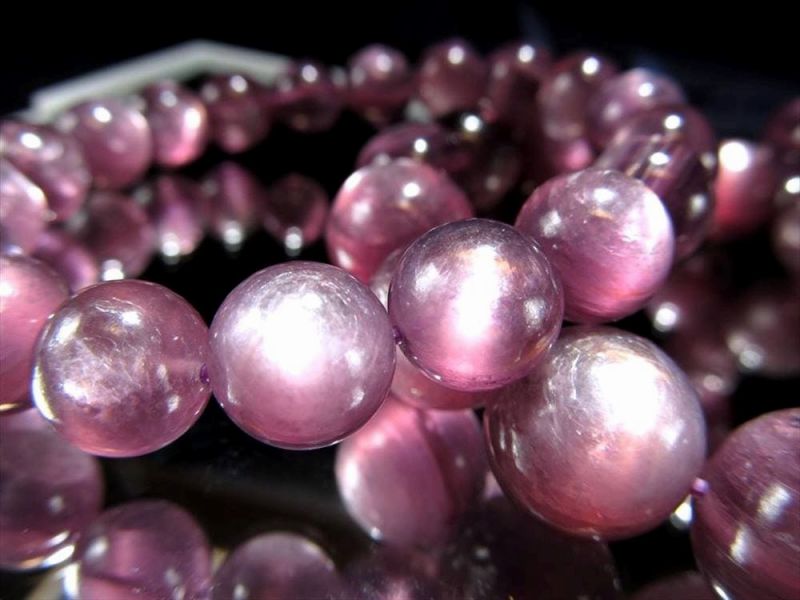 藤色タイプ 3A レピドライト ブレスレット 約10mm-10.5mm×19珠前後 美しい青みパープル 衝撃プライス 妖艶パープルシラー 良い未来へ導く石 ブラジル産