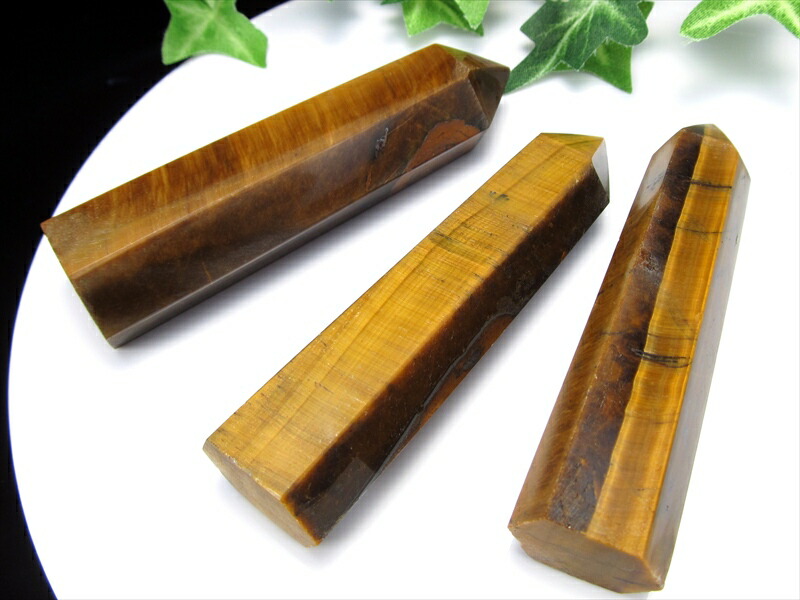 1個売り タイガーアイ ポイント 六角柱 重さ約100g-120g くっきりシラー効果 ブラウンゴールドカラー 力と財力の象徴 虎目石 南アフリカ産 パワーストーン