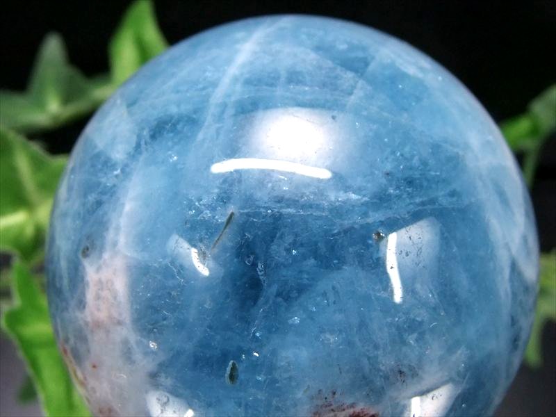 全品P2倍 限定1個 サンタマリアブルー 4A 濃い アクアマリン 丸玉 台座付き 54mm 3月の誕生石 海の守護石 美しい若さと幸せな喜びの象徴 夏色のスフィア