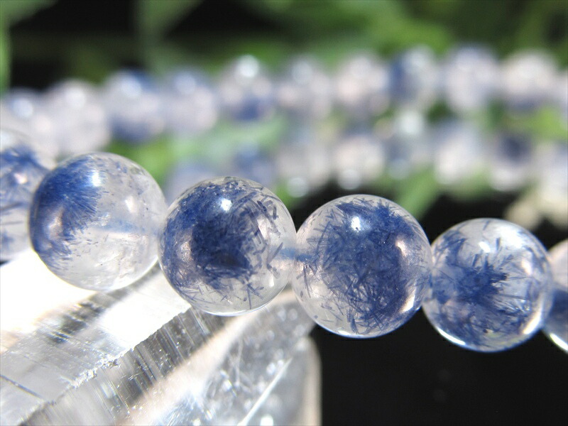 くっきり結晶 5A デュモルチェライト イン クォーツ ブレスレット 6mm-6.5mm×30珠 ロイヤルブルーガーデン クォーツ 一点もの ブラジル産 パワーストーン