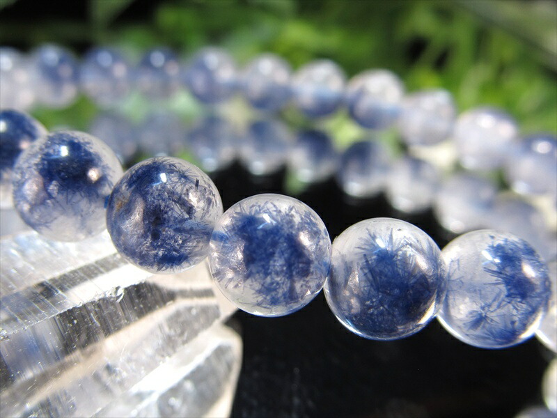 結晶くっきり 5A デュモルチェライト イン クォーツ ブレスレット 7mm-7.5mm×26珠 ロイヤルブルーガーデン クォーツ ブラジル産 パワーストーン 天然石