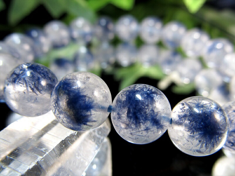 結晶くっきり 5A デュモルチェライト イン クォーツ ブレスレット 8.5mm-9mm×22珠 ロイヤルブルーガーデン クォーツ ブラジル 産 パワーストーン 天然石