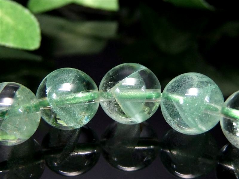 限定4本 S級 全珠くっきり山形 エメラルドグリーンファントム ブレスレット 10mm×19珠 澄み切った水晶に浮かぶ新緑のファントム 極上天然石 緑幻影水晶