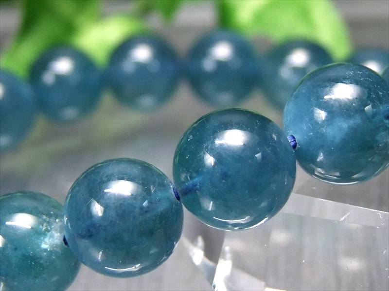 激レア産地 5A アクアマリン ブレスレット 11.5mm-12mm×18珠 サンタマリアブルー 3月誕生石 海の守護石 美しい若さと幸せな喜びの象徴 1点物 モザンピーク産