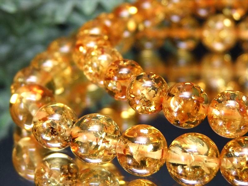 スパークリングハニーアンバー ブレスレット 約6mm-6.5mm×31珠前後 大人気インクルージョンアンバー 古代の息吹が宿る樹液の化石 愛を願う女神の涙