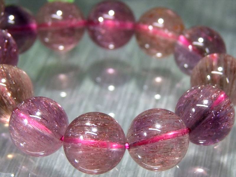 店頭展示中 激レア産地 限定1本 S級 スーパーセブン ブレスレット 10.5mm-11mm×17珠 7種類の石の要素が共鳴するパワーストーン たっぷり内包鉱物 透明感抜群